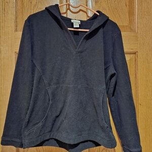 Sahalie Black V-Neck Hooded Sweater M